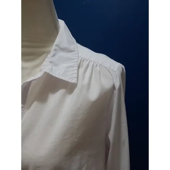Zac & Rachel White Cotton Button Up Shirt Top Collar Gathered Back Large - Picture 7 of 11